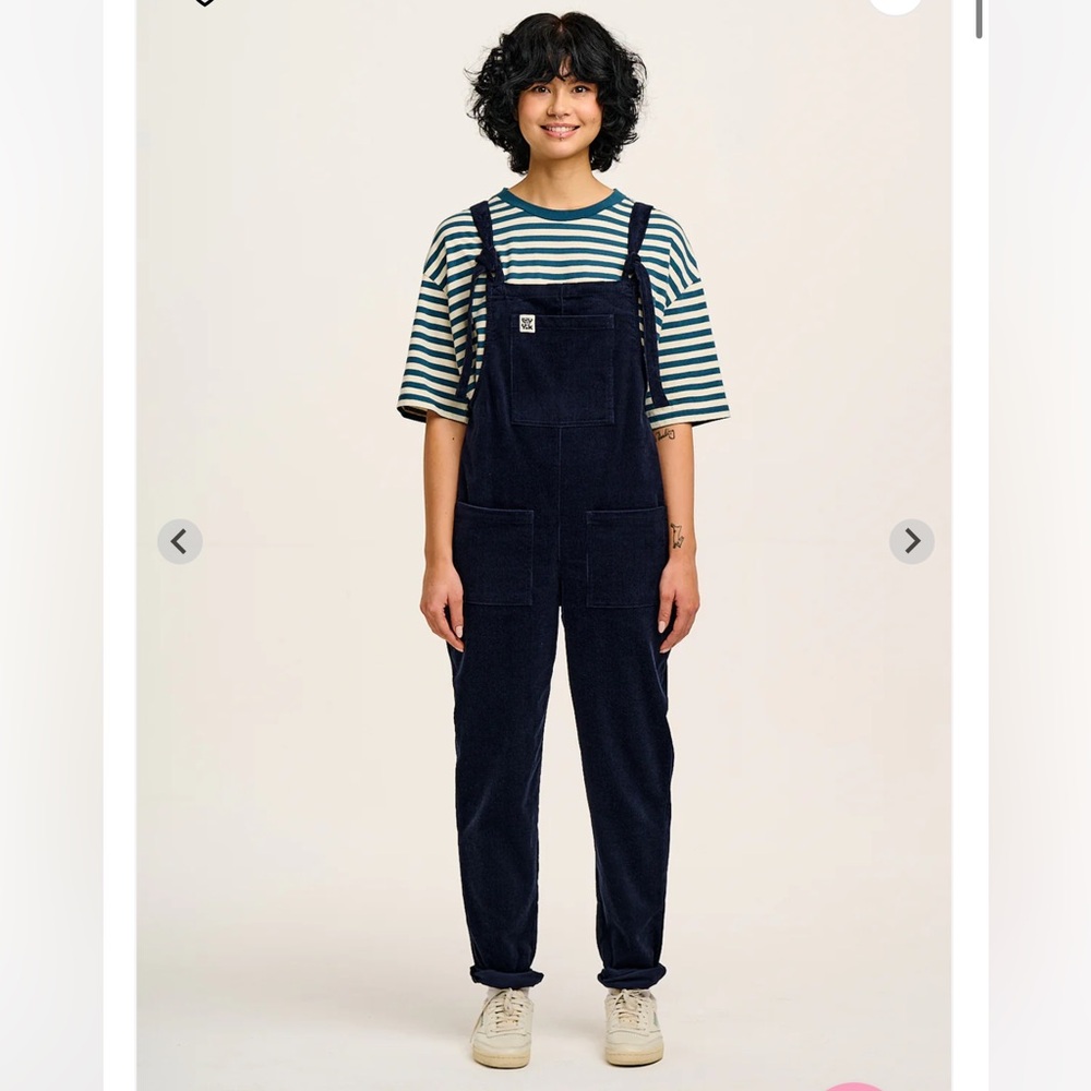 Lucy and Yak Corduroy Dungarees in Sailor Blue